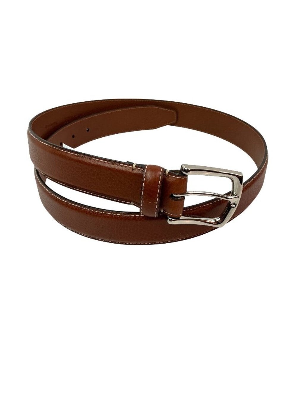 New Johnston & Murphy Leather Belt With Silver Buckle Mens 40 Brown